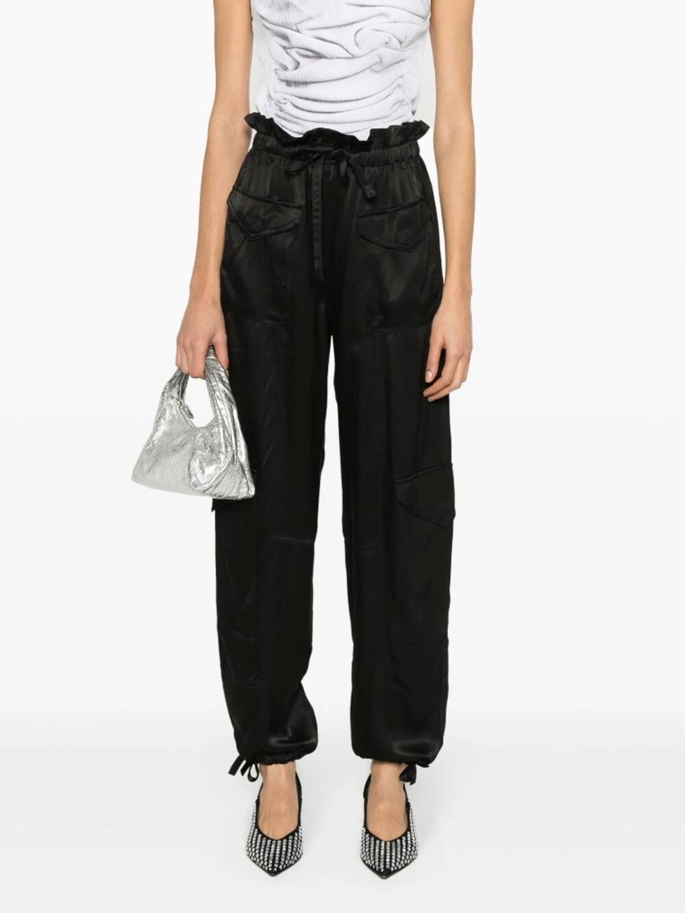 GANNI Satin Cargo Trousers